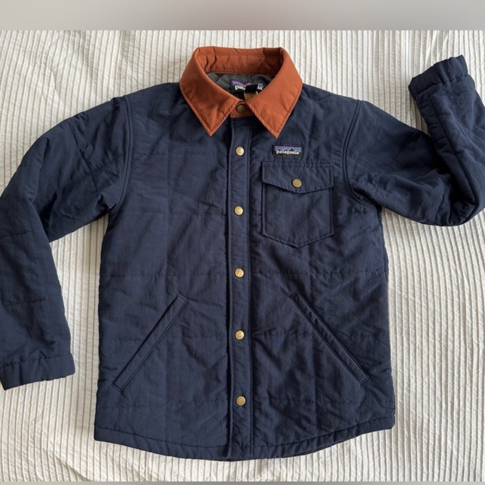 Patagonia Kids Blue and Brown Puffer Jacket